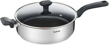 Tefal 26cm Comfort Max Stainless Steel Non-stick Saute Pan and Lid, Silver