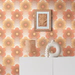 A.S. Création Retro 70's Floral Wave Wallpaper Brown/Orange/Yellow/Cream Retro Chic 395393 8.50m x 0.53m Paste The Wall