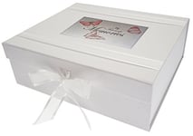 White Cotton Cards Favourite Memories, Large Keepsake Box, Vintage Butterflies, BU2X, Board, 27.2 x 32 x 11 cm