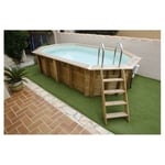 Piscine hors sol bois octogonale - 400X610x130cm -  Liner Beige- OCEA   