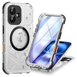 Lanhiem Coque pour iPhone 16 Étanche, IP68 Imperméable 360 Integral Renforcée Antipoussière Anti-Neige Resistante Waterproof Etui [Compatible avec MagSafe] Protection Housse pour iPhone 16, Noir