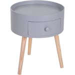 Homcom - Chevet table de nuit ronde design scandinave tiroir bicolore pieds effilés inclinés bois massif chêne clair gris