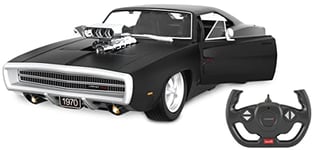 JAMARA- Dodge Charger R/T 1970 1:16 Porte Manuelle 2,4 GHz-sous Licence Officielle-Intérieur détaillé-Peinture fidèle à l'original-Voiture RC télécommandée, 402117, Noir