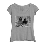 T-Shirt Femme Col Echancré John Lennon Yoko Ono Vintage Noir & Blanc 70's