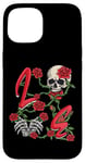 iPhone 15 Love Rose Skeleton Flowers Bones Hearts Valentines Case