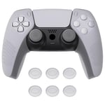 PlayVital Housse en Silicone pour ps5 Manette,Housse Protection Antidérapante avec Capuchon Joystick pour ps5,Housse Poignée Grip pour ps5-Blanc Transparent(Édition Cloutée 3D)