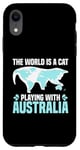 Coque pour iPhone XR Le monde est un chat qui joue avec l'Australie World Map Traveler