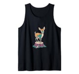 Retro Deer on Tree Stump - Cute Woodland Animals Art Tank Top