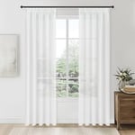 Topfinel Lot de 2 Rideau Voilage Blanc 140x250 CM Galon Fronceur Transparent en Effet Lin pour Fenêtre de Salon Moderne Voilages Intérieur pour Rail Rideau Voile Doux Décoratif Chambre Cuisine Salle