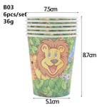 1 setti Happy Birthday Banner Sarjakuva Animal Paper Garland Jungle-B03-6 kpl kupit