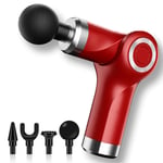 LYWIR Percussion Massager Hand Held Body Deep Muscle Massager Portable Hammer Massager,with 6 Heads And Adjustable Speeds,for Workout Recovery Pain Relief,Red