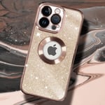 Case for iPhone 13 Pro Removable Glitter Silicone Gel Protecam Series Rose Gold