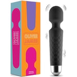 Vibrator by Oliver James - Powerful Wand Massager for Women - Wireless Handheld Water-Resistant Dildos - 20 Vibration Modes & 8 Speeds - Adult Sex Toys for men and women, Anal Dildo, Vibrators (Black)