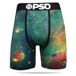 PSD Space Camp 2.0 Galaxy Stars Planets USA Boxer Briefs Underwear E21810077-GRN