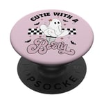 Boo Girly Ghost Halloween Garçon Fille Butin Fantôme effrayant PopSockets PopGrip Adhésif