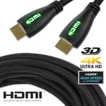 GREEN LED HDMI TO HDMI CABLE 4K Video Game Console Xbox Playstation LONG 5 METRE