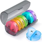 SUKUOS Weekly Pill Box 7 Day 2 Times a Day, Portable 7 Day Pill Organiser with Large Separet Compartment, BPA Free, for Pills/Vitamin/Fish Oil/Supplements - Rainbow Colors