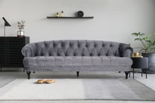 Skånska Möbelhuset Oxford deluxe chesterfield 3-sits soffa i grå sammet