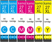 Cartouches Jet D'Encre 27Xl (2 Cyan, 2 Magenta, 2 Jaune)