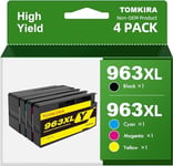 963XL Ink Cartridges Multipack Remanufactured for HP 963 XL 963XL Multipack Compatible for HP OfficeJet Pro 9010 9020 9015 9025 9012 9016 9018 9019 Printer Black Cyan Magenta Yellow 4 Packs