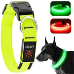 KOSKILL Light Up Dog Collar, Led Dog Collar Usb Rechargeable Waterproof, Flashing Dog Collars For Dark, Illuminated Dog Collars, Glowing In The Dark Dog Collar Lights For Dogs Night Walking Green M