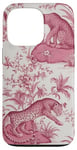 iPhone 13 Pro French Pink Toile Chinoiserie with Flowers & Leopards Case