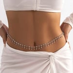 Rhinestone Belly Chain Silver Crystal Belly Waist Chains Tassel Belt Body Chain Jewelry För Kvinnor Och Flickor