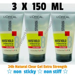 3 PACK LOreal Studio Line invisi Hold 24h natural clear gel Extra Strength 150ML