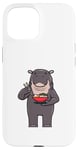 Coque pour iPhone 15 Hippopotame mangeant des nouilles Ramen Animaux sauvages