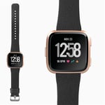 Bracelet en cuir durable simple pour Fitbit Versa 3 / Sense - Noir (Taille S)