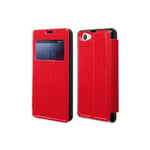 ETUI FOLIO VIEW AVEC FENETRE POUR SONY XPERIA Z3 ROUGE