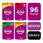 96 X 100g Whiskas 11+ Super Senior Wet Cat Food Pouches Mixed Meaty In Gravy