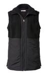 Janet & Joyce Femme Grandes tailles Gilet matelassé avec col montant et zip à l'ourlet. Aspect patch avec fourrure noir 52 200566100-50