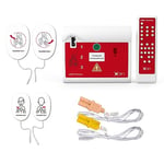 AED Trainer, Portable Defibrillator Trainer Set CPR Training Device with Remote Control, English and German Voice Prompts, 10 Different Scenarios, First Aid Defibrillator Trainee Beginner (XFT 120C)