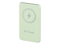 Verbatim Charge 'N' Go - Trådlös Powerbank - Magnetfäste - Li-Pol - 5000 Mah - 20 Watt - 2.4 A - Apple 2.4A, Apple Fast Charge, Bc1.2, Pd 3.0, Quick Charge 3.0 (24 Pin Usb-C) - Grön