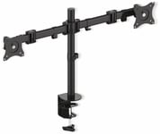 PureMounts PM-OFFICE-02 Support de bureau pour 2 écrans 33-69 cm (13-27 pouces), inclinable de -45 ° à 45 °, pivotant à 180 °, pivotant à 360 °, réglable en hauteur, VESA 100x100 noir