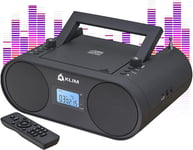 Boombox B4 Poste Radio CD Portable + Radio AM/FM,CD,Bluetooth,USB,MP3 + Mode Filaire et sans Fil avec Piles Rechargeables + Télécommande,Mode Veille Auto + Lecteur CD Portable + Noir(Q271)