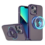 S. Dawezo Magnetic Stand for iPhone 13/14 Case 6.1 Inch, Compatible with MagSafe, Military Protective Mobile Phone Case, Magnetic Force 360° Rotating Holder Case for iPhone 13/14, Purple