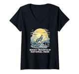 Womens Rocky Mountain National Park Gray Wolf Wildlife V-Neck T-Shirt