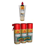 SIKA - Scellement chimique à prise rapide - Fixation d'objets lourds - Int/Ext - Ton pierre - 300ml + Mousse polyuréthane expansive - Usage tous sens - Expansion 20L - Lot de 3x400ml - Blanc