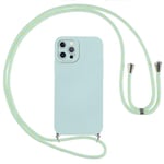 Vauki Coque pour iPhone 12 Pro Max avec Cordon, Etui avec Collier - Tour de Cou Lanière en Corde - Silicone Housse avec Réglable Chaine pour iPhone 12 Pro Max, Bandouliere - Bleu