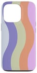 Coque pour iPhone 13 Pro Rose, violet, orange, motif à rayures ondulées, esthétique des années 70