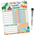 WERNNSAI Dinosaur Chore Chart - Magnetic Reward Chart for Boys Kids Good Behavior Chart with 1 Marker Reusable Dry Erase Responsibility Charts for Fridge Home School Supplies