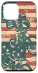 Coque pour iPhone 12 mini Vintage Motocross Drapeau Américain Dirt Bike Rider