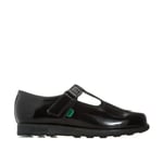 Kickers Girls Girl's Junior Fragma T-Bar Patent Shoes in Black Leather (archived) - Size UK 4 Infant