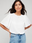 Everyday Angel Sleeve Blouse Solid - White, White, Size 16, Women