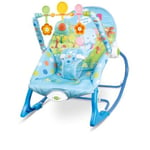 Keepbuying - Transat pour bébé Éléphant Bleu,Chaise à bascule électrique pour bébé,Vibrations apaisantes,Arche de Jeu avec 3 Jouets Confortable,À