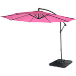 Mendler - Acerra, parasol, protection solaire, ø 3m inclinable, polyester/acier 11kg - rose avec support