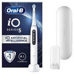 Oral-B iO5 Electric Toothbrushes For Adults,1 Toothbrush Head & Travel Case, 5 Modes With Teeth Whitening, UK 2 Pin Plug, White