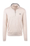 Fred Perry Mens Classic Half Zip Jumper Porridge Marl - Beige - Size 2XL